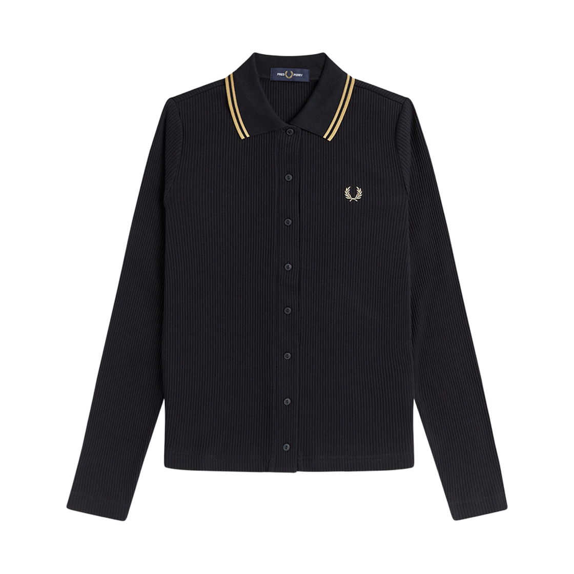 프레드페리 우먼즈 버튼스루 립 폴로 셔츠 블랙(Fred Perry Button-Through Rib Polo Shirt Black)