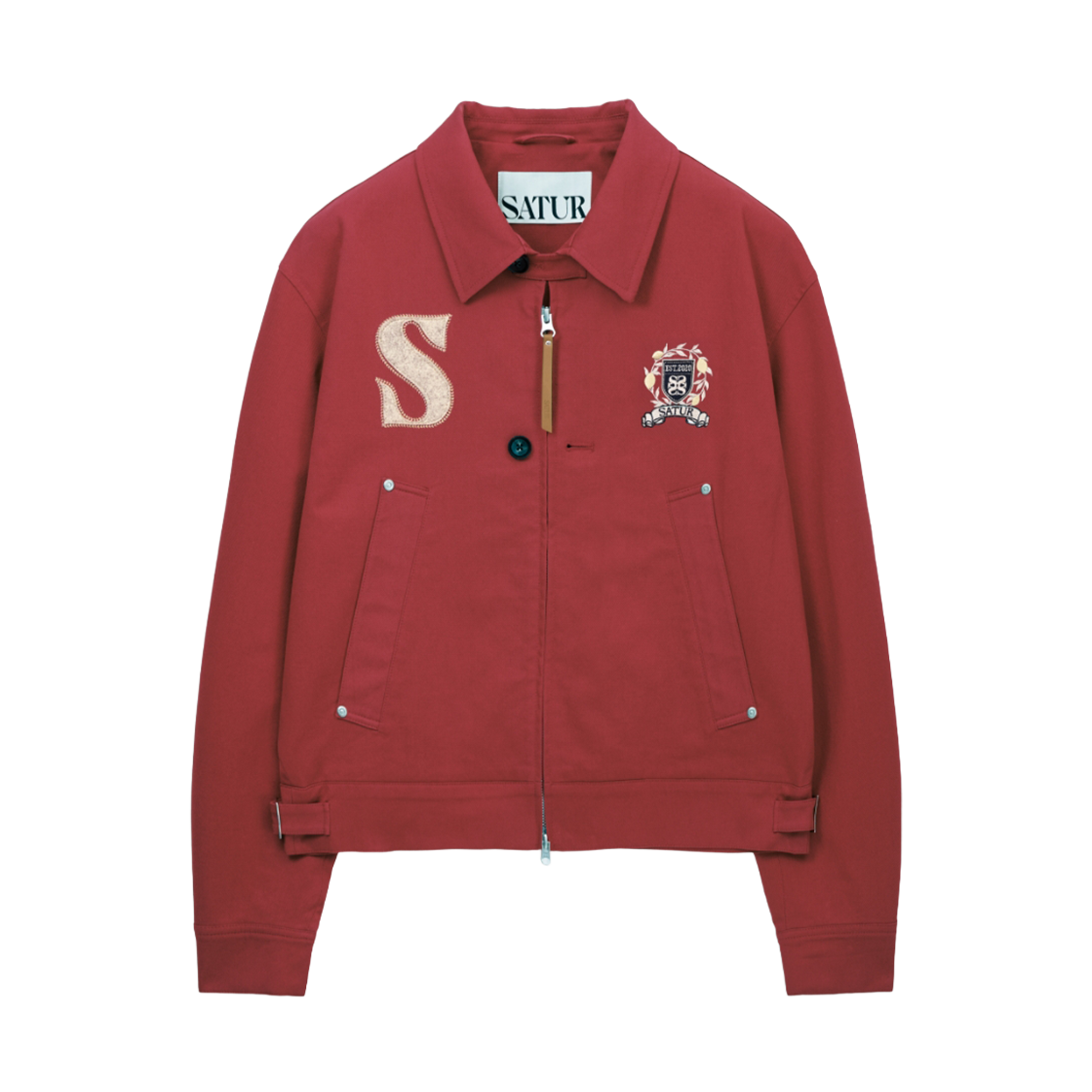 세터 크레스트 로고 칼라 자켓 레드(SATUR Crest Logo Collar Jacket Red)