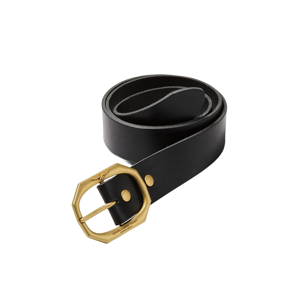 O26SPAC051BK OGARP Golden Signature Leather Belt Black