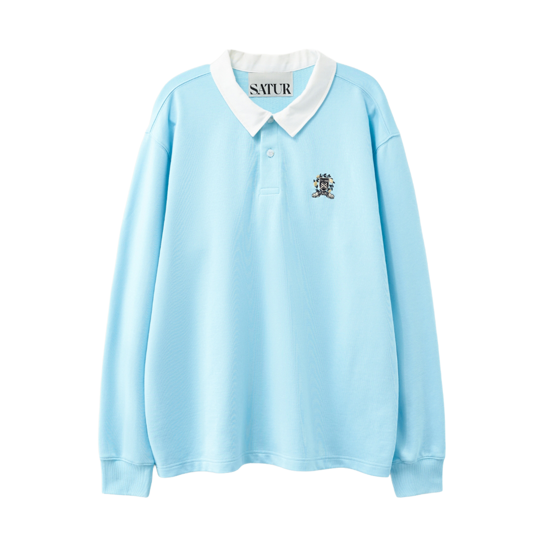 SA261ULS06SBL0 SATUR Crest Logo Rugby Long Sleeve Sky Blue