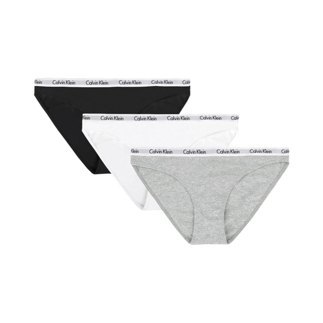 (W) 캘빈 클라인 캐러셀 코튼 스트레치 3팩 비키니 브리프 블랙 화이트((W) Calvin Klein Carousel Cotton Stretch 3-pack Bikini Briefs Black White)