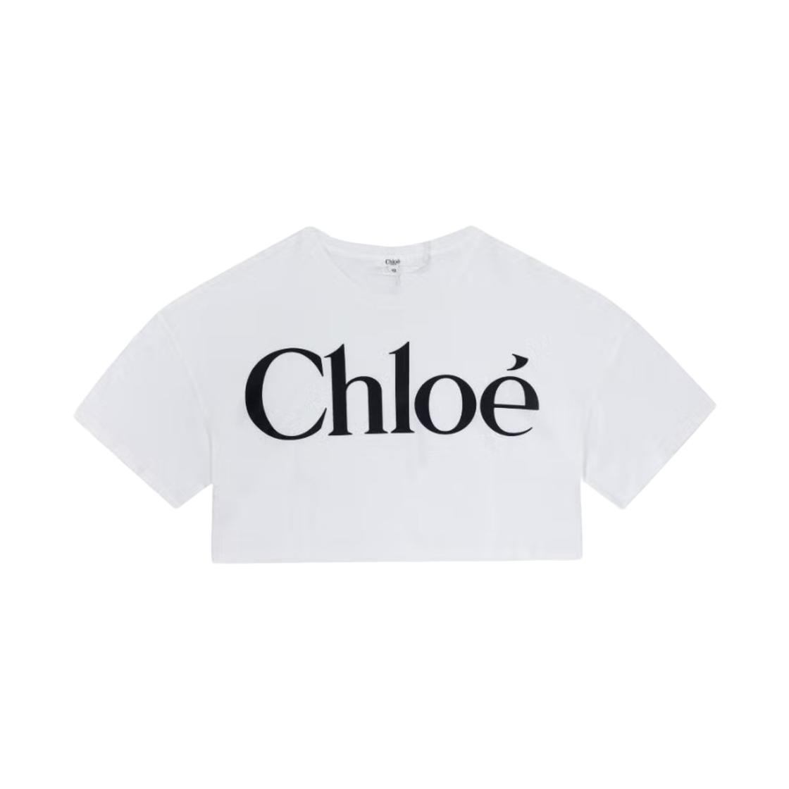 C20486-117 (Kids) Chloe Logo Cropped T-Shirt White