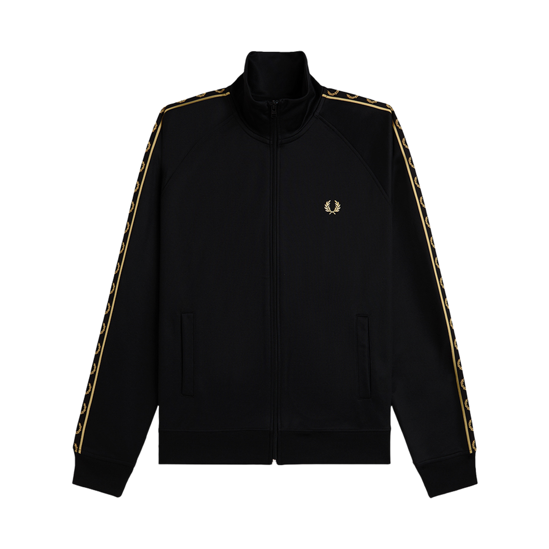 프레드페리 컨트라스트 테잎 트랙 재킷 블랙 샴페인(Fred Perry Contrast Tape Track Jacket Black Champagne)