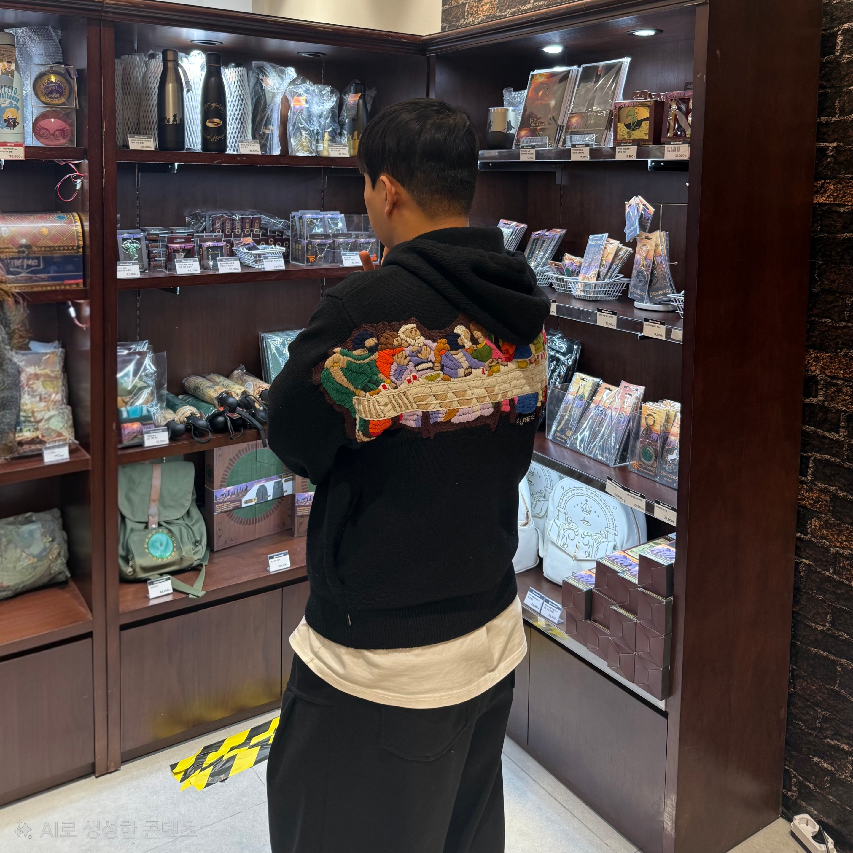 Supreme Last Supper Embroidered Zip Up Hooded Sweater Black - 25SS 착용 스타일