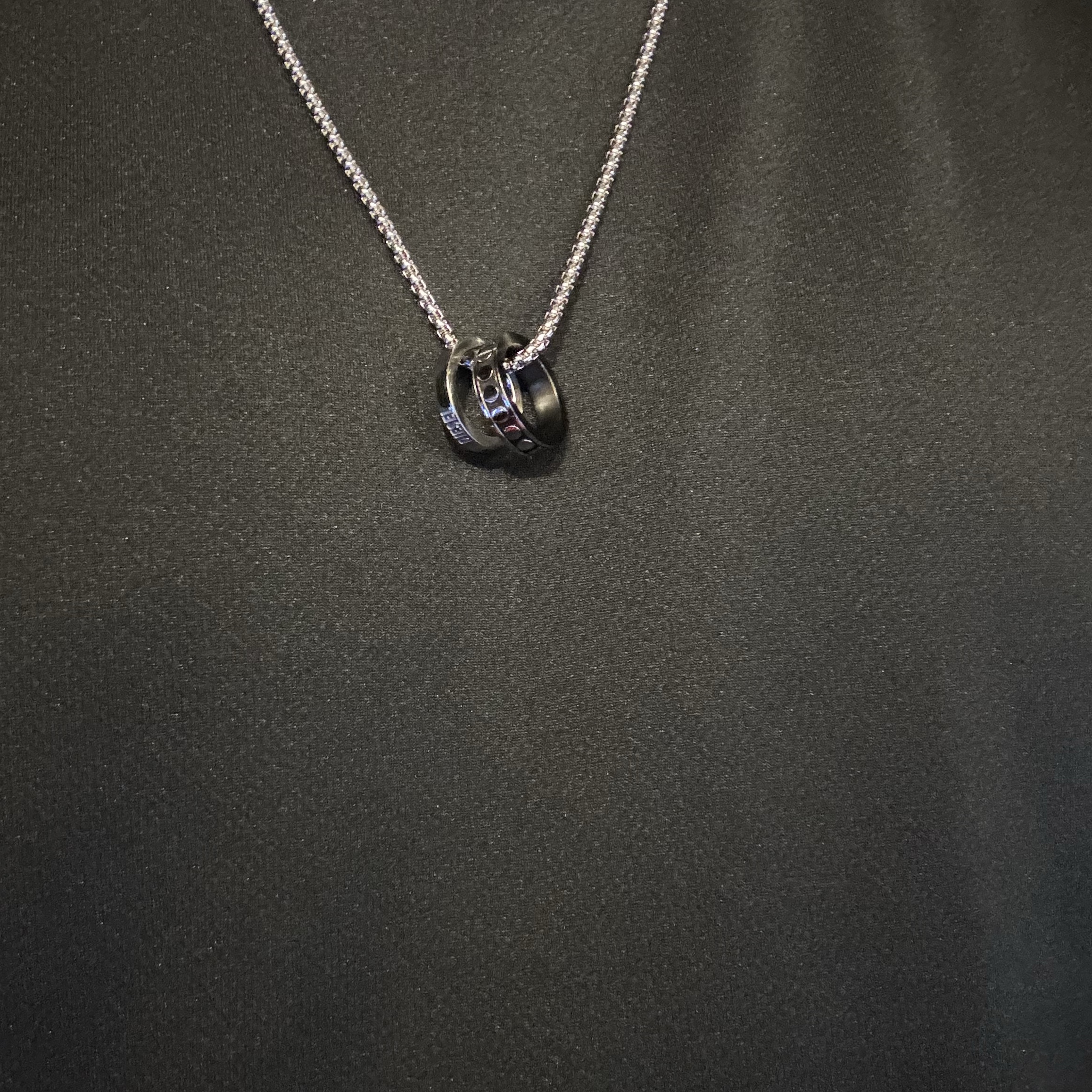 Diesel Dx1168040 Stainless Steel Double Pendant Necklace Silver 착용 스타일