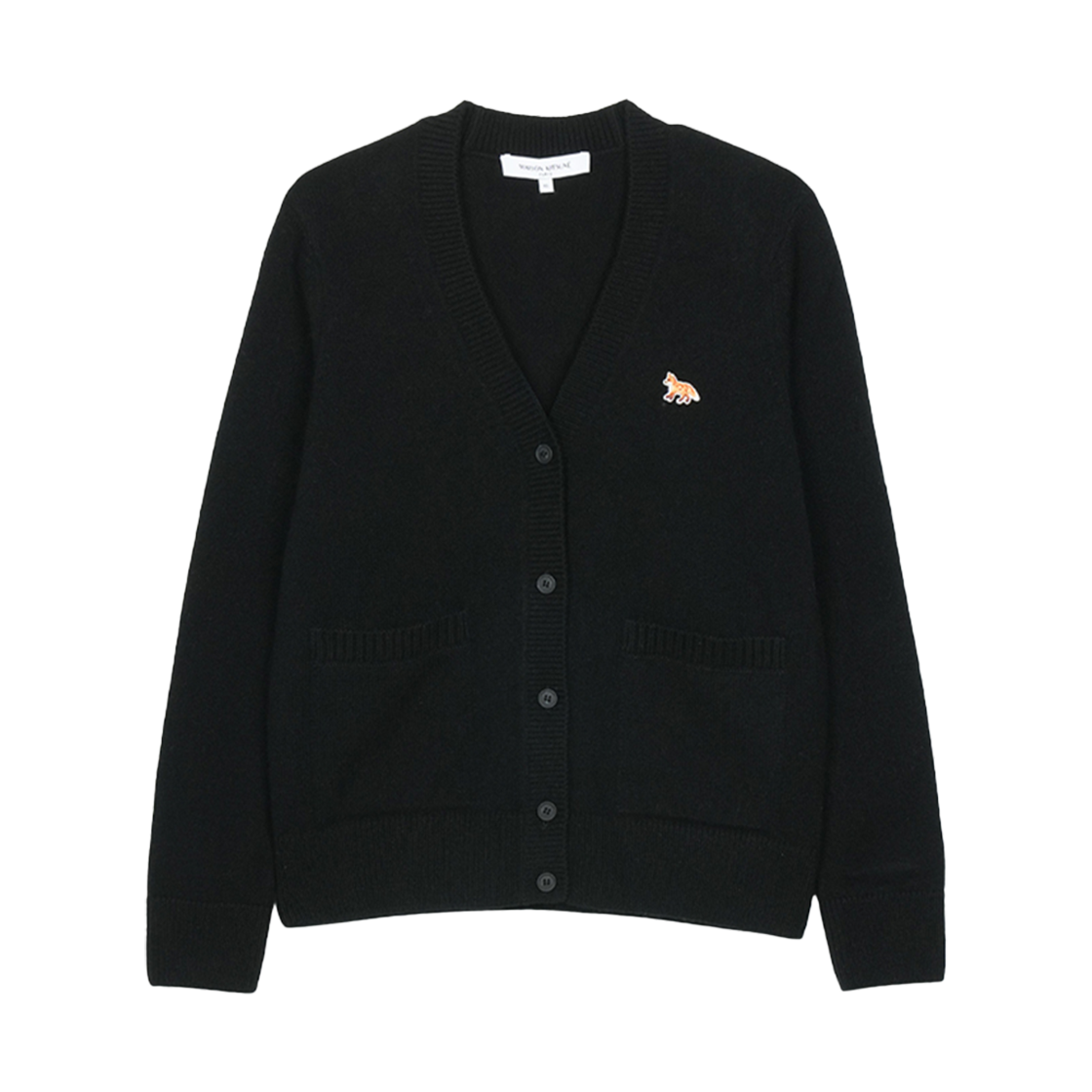 PW00501KT1006-P199 (W) Maison Kitsune Baby Fox Lambswool Boxy Cardigan Black