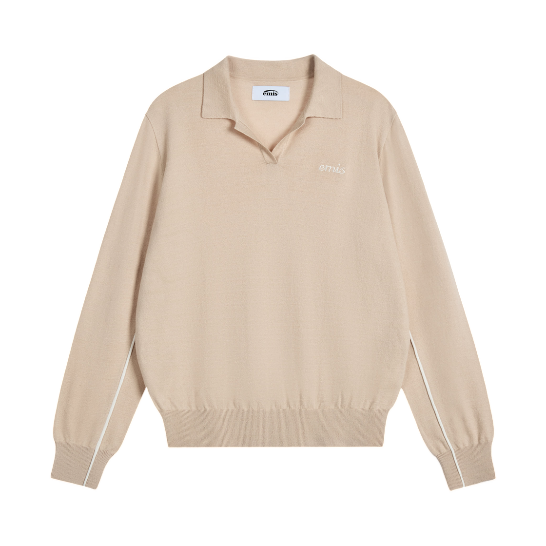 - Emis Collar Knit Top Beige
