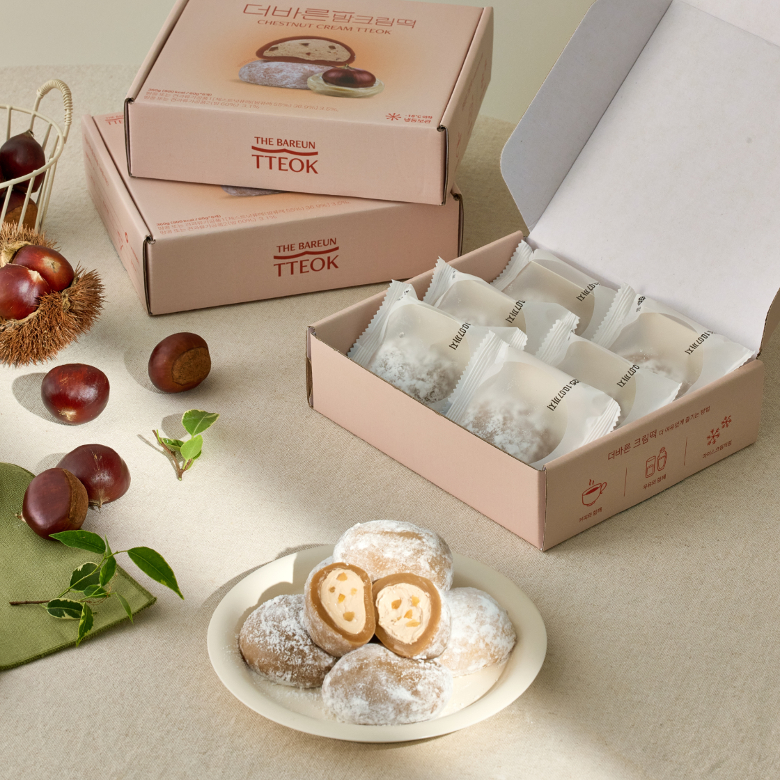 더바른떡 밤크림떡 (60g * 6개입) 1박스(THE BAREUN TTEOK Chestnut Cream Tteok (60g *6EA) 1Box) - 3