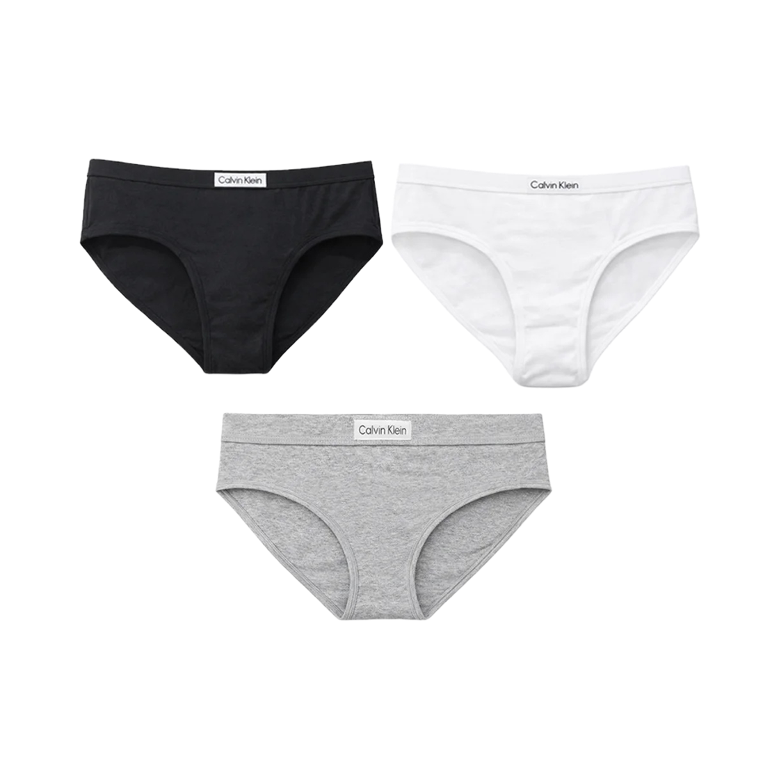 (W) 캘빈 클라인 캐러셀 코튼 스트레치 3팩 비키니 브리프 블랙 그레이((W) Calvin Klein Carousel Cotton Stretch 3-pack Bikini Briefs Black Grey) - 1
