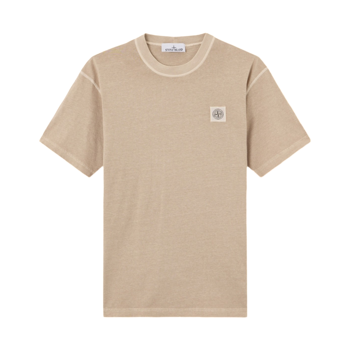 L1S1521000-26S0057-V019A Stone Island 2100026 Organic Cotton Jersey Fissato Effect Slim-Fit T-Shirt with Compass Patch Desert - 26SS