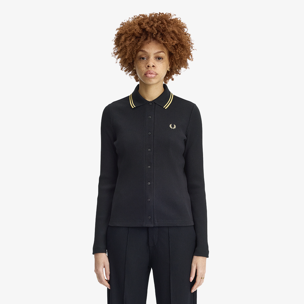 프레드페리 우먼즈 버튼스루 립 폴로 셔츠 블랙(Fred Perry Button-Through Rib Polo Shirt Black) - 6
