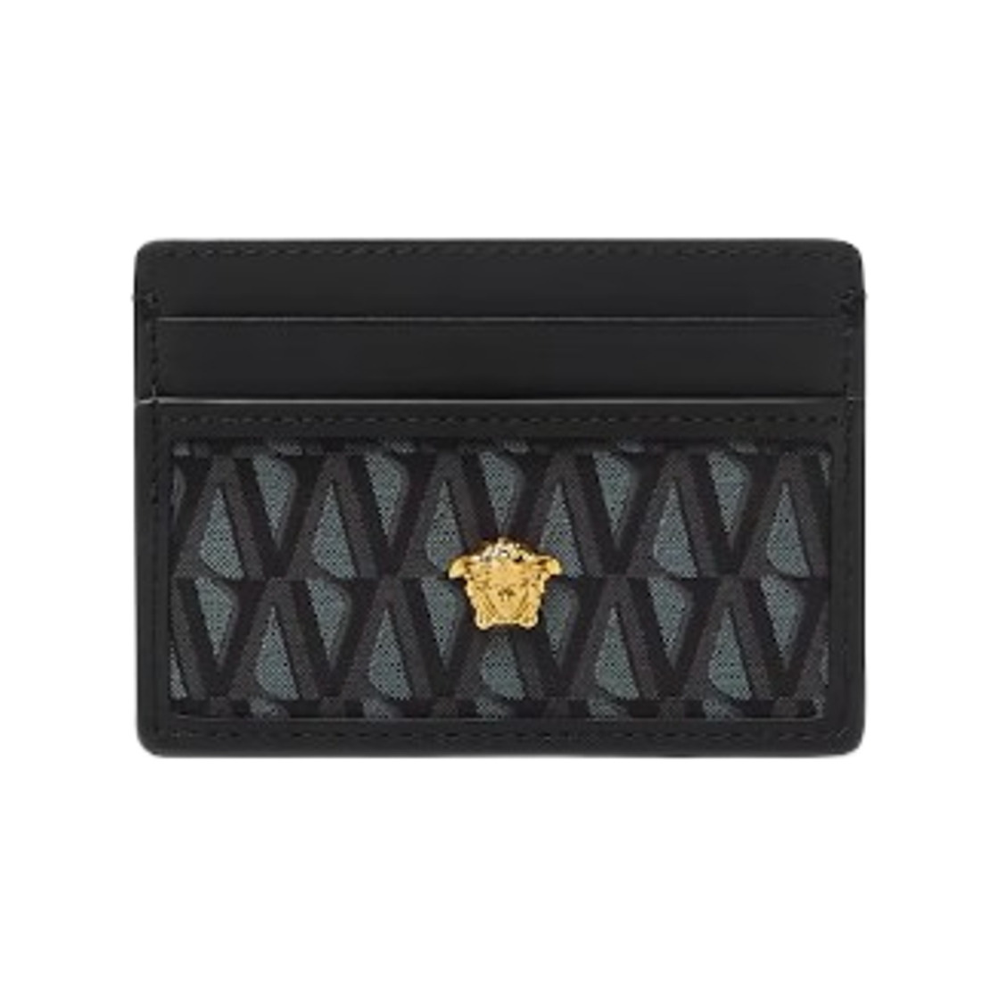DPN2467-1A16242-1B00V Versace La Medusa V Jacquard Card Holder Black Gold