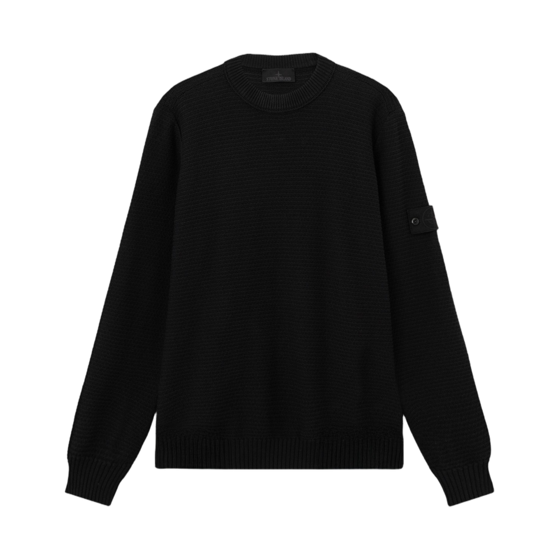 L1S1551000-32S00FA-V0029 Stone Island 5100032 Cotton Cashmere_S.I. Ghost Loose-Fit Crewneck Jumper with Ribbed Trims Black - 26SS