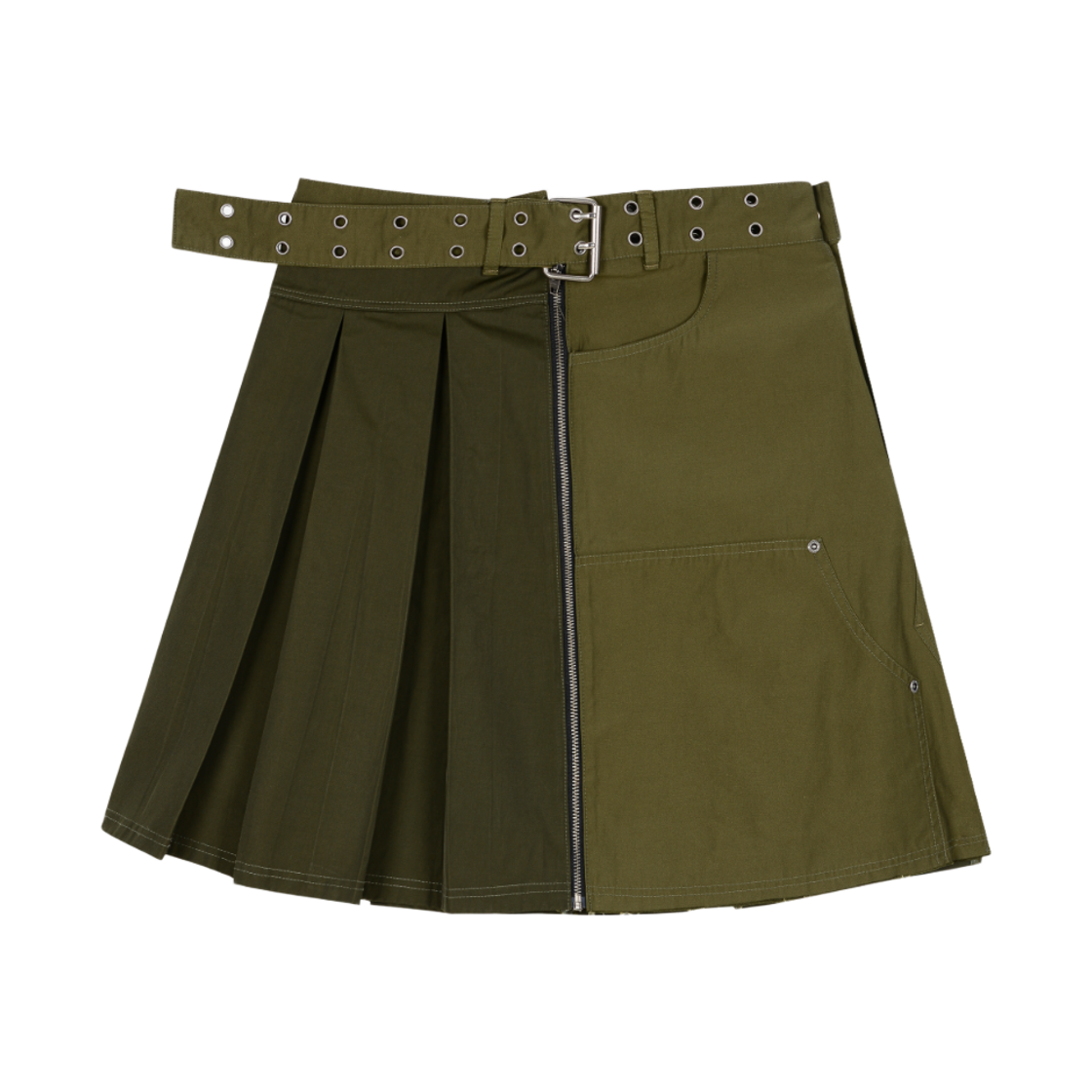 베이컨트 아카이브 레니 레이어드 투톤 스커트 카키(Vacant Archive Renny Layered Two-Tone Skirt Khaki)