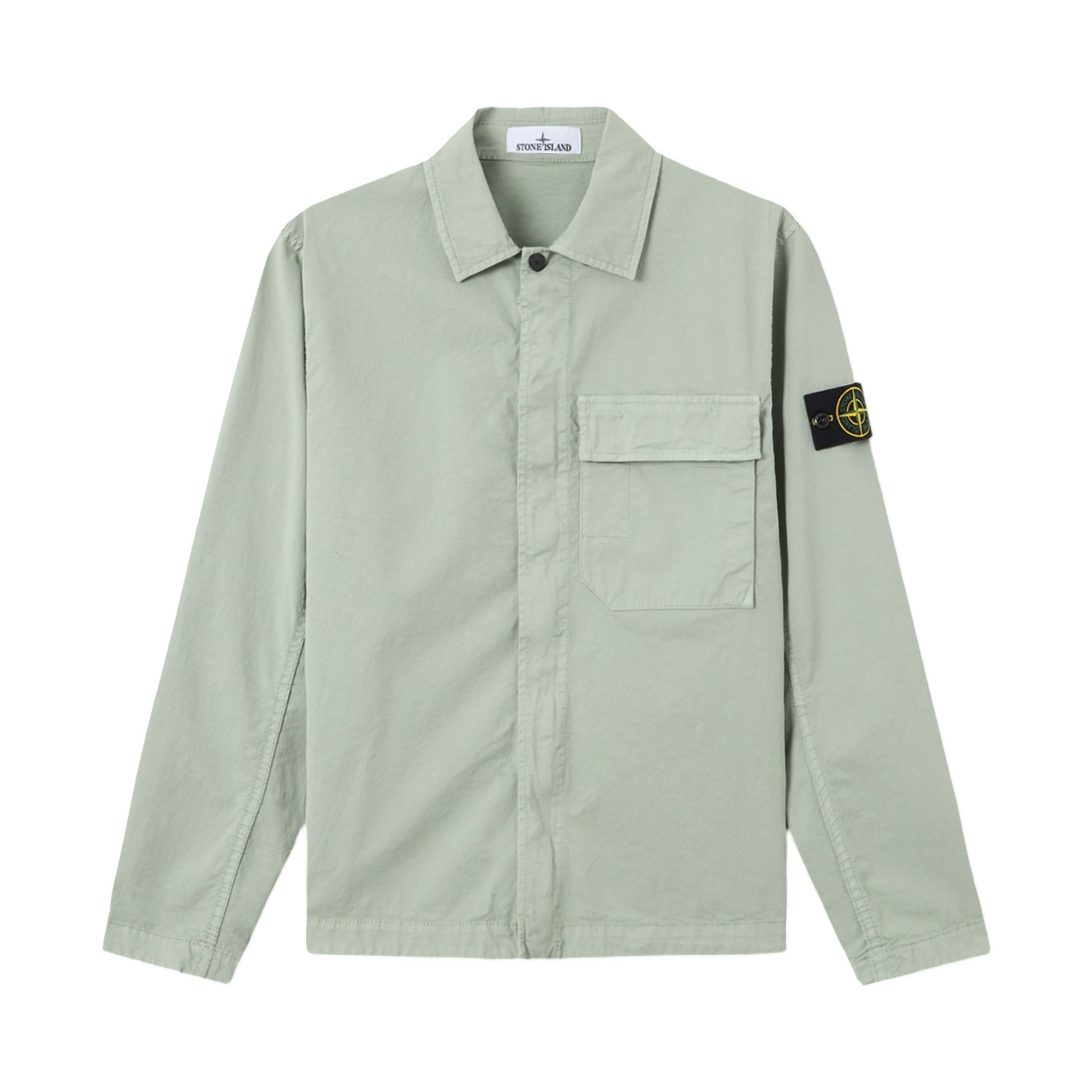 L1S1512000-13S0A10-V0055 Stone Island 1200013 Stretch Organic Cotton Twill Regular-Fit Overshirt with Concealed Zip Sage Green - 26SS