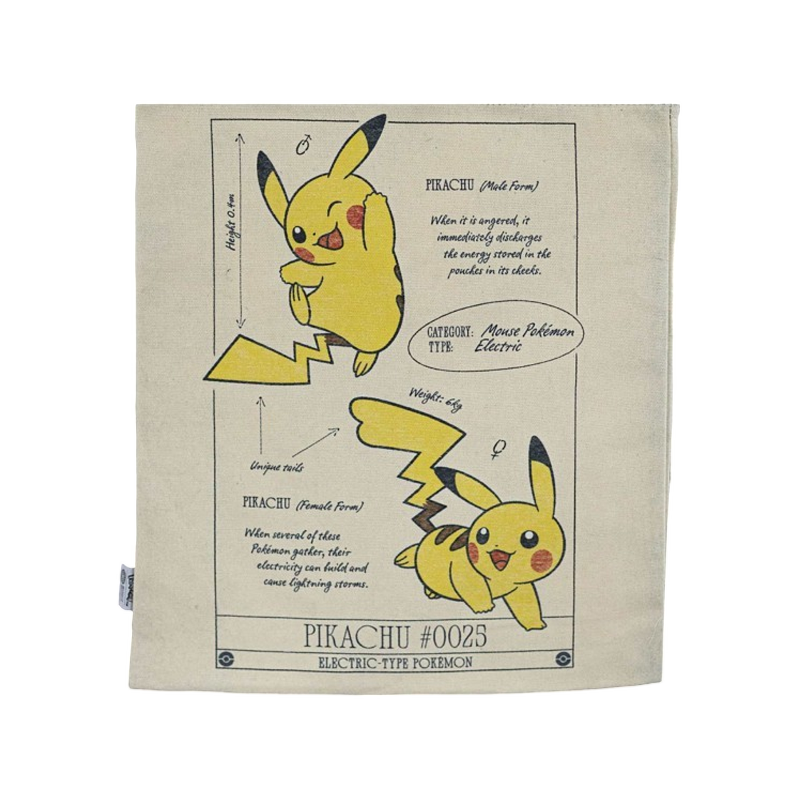포켓몬 x 내츄럴 히스토리 뮤지엄 피카츄 사이언티픽 드로잉 토트백 베이지(Pokemon x Natural History Museum Pikachu Scientific Drawing Tote Bag Beige) - 2