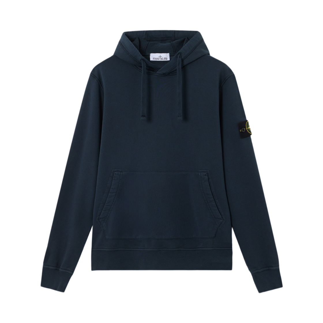 L1S1561000-62S0051-V0020 Stone Island 6100062 Organic Cotton Fleece Regular-Fit Hooded Sweatshirt with Pouch Pocket Navy Blue - 26SS