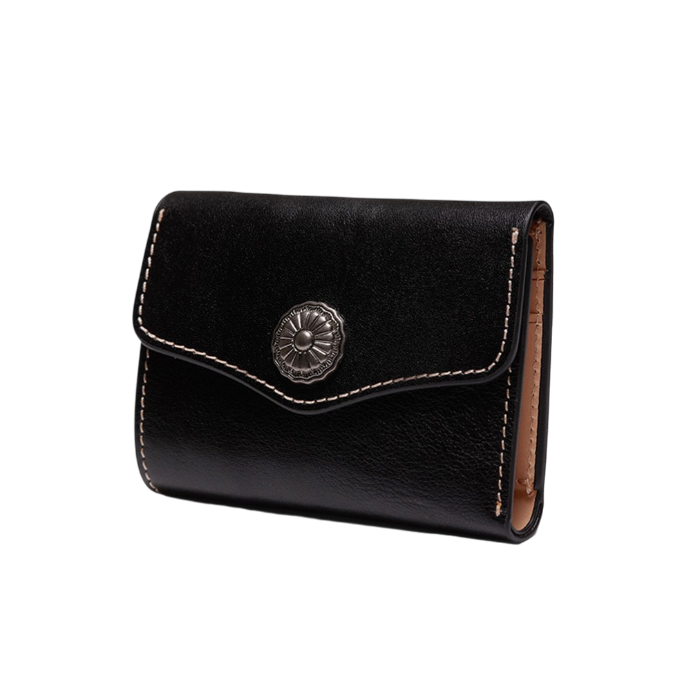 O26SPAC055BK OGARP Concho Cow Leather Wallet Black