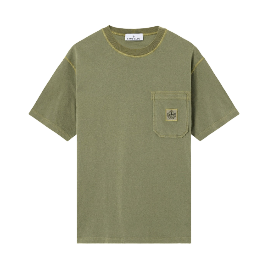 L1S1521000-32S0057-V015G Stone Island 2100032 Organic Cotton Jersey Fissato Effect Slim-Fit T-Shirt with Compass Patch Military Green - 26SS