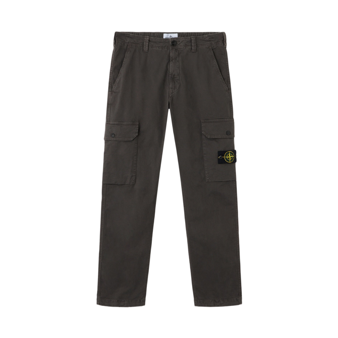 L1S1531000-11S0004-V0165 Stone Island 3100011 Organic Cotton Stretch Broken Twill Old Effect Regular-Fit Cargo Chino Trousers with Drawstring Cuffs Charcoal Grey - 26SS