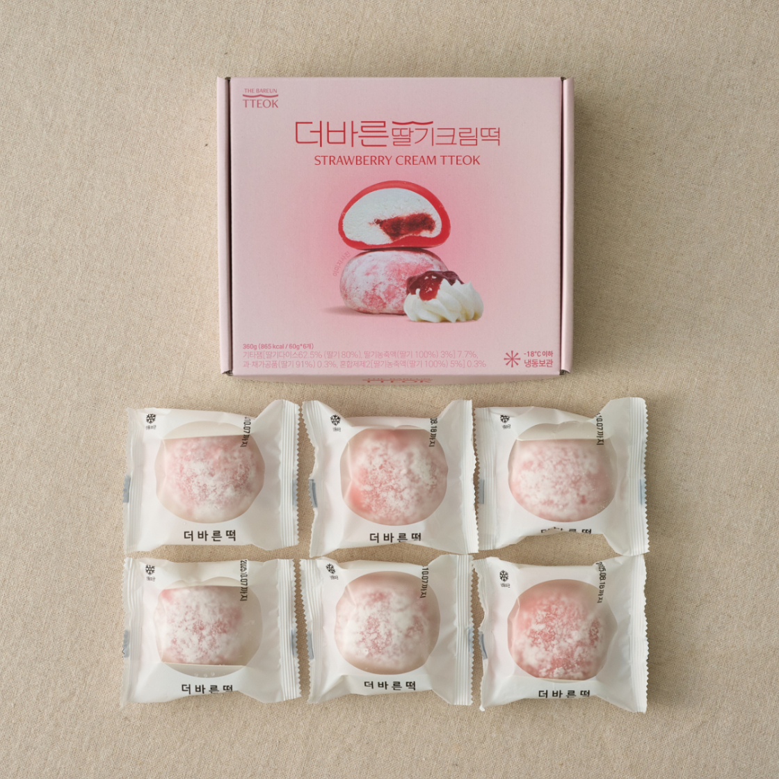 더바른떡 딸기크림떡 (60g * 6개입) 1박스(THE BAREUN TTEOK Strawberry Cream Tteok (60g *6EA) 1Box) - 6