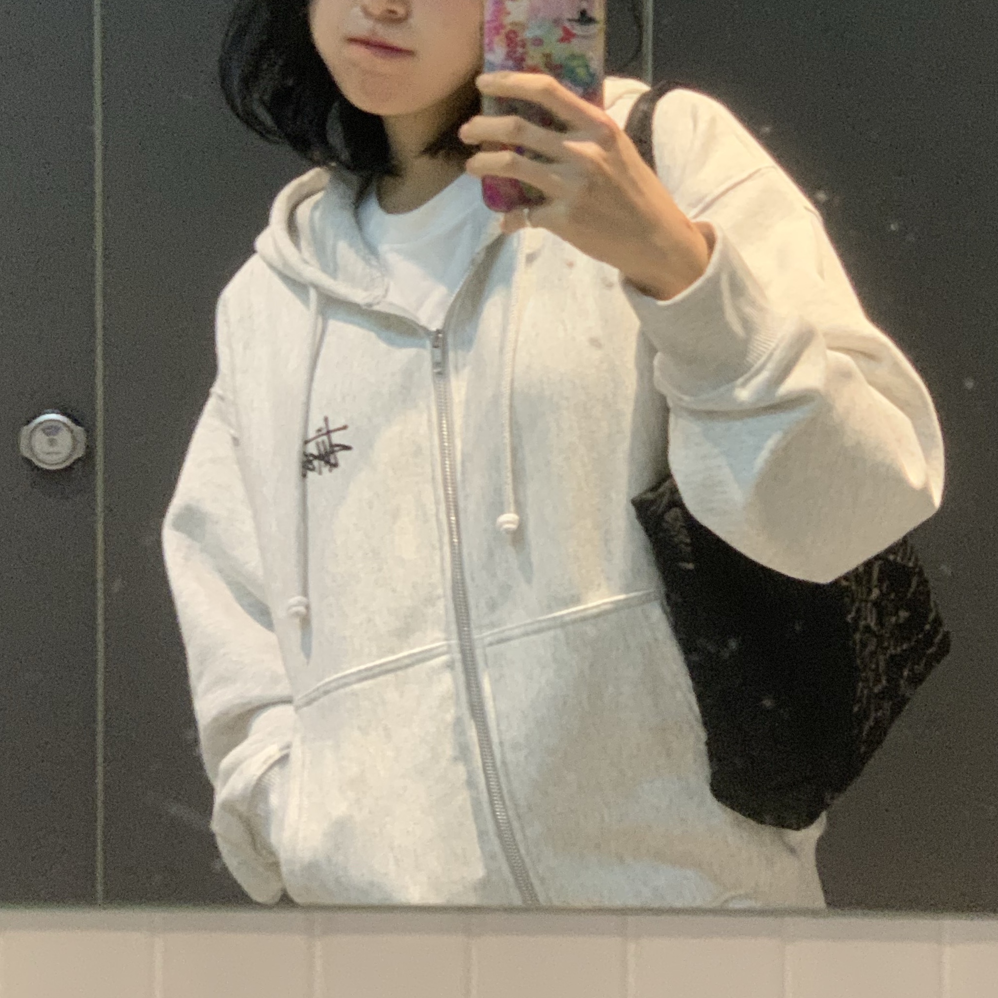 Stussy Basic Stussy Zip Hoodie Ash Heather 착용 스타일 - 3