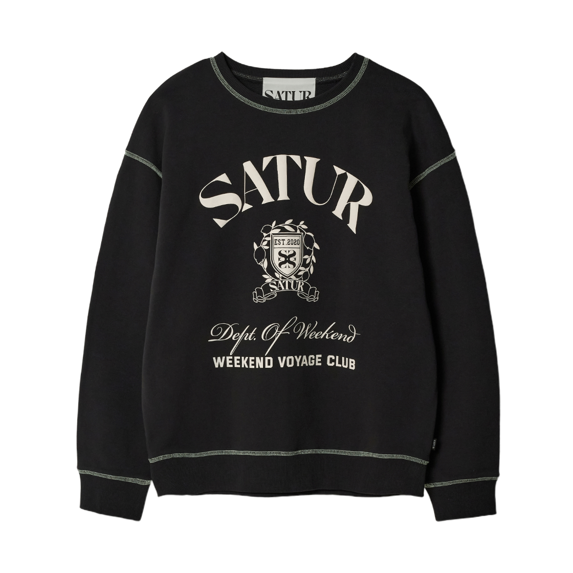 세터 크레스트 로고 그래픽 스웨트셔츠 블랙(SATUR Crest Logo Graphic Sweatshirt Black)