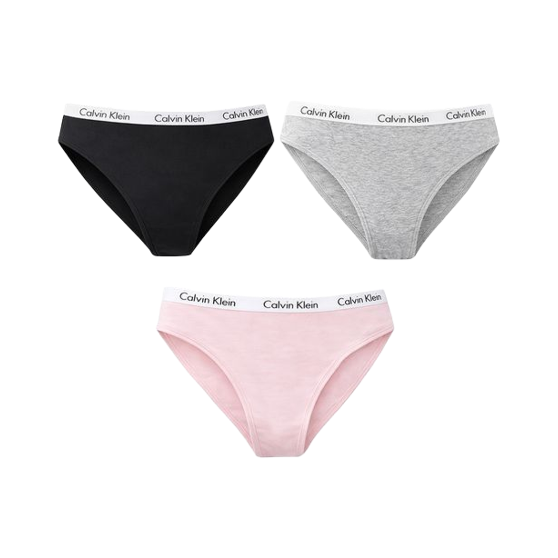 QP1258O033 (W) Calvin Klein Carousel Cotton Stretch 3-pack Bikini Briefs Black Grey