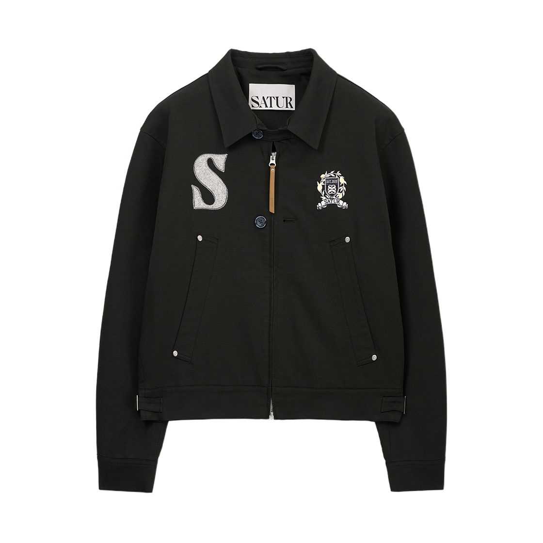 세터 크레스트 로고 칼라 자켓 블랙(SATUR Crest Logo Collar Jacket Black)