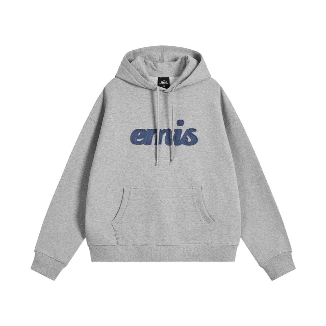 - (W) Emis Color Block Applique Hoodie Gray