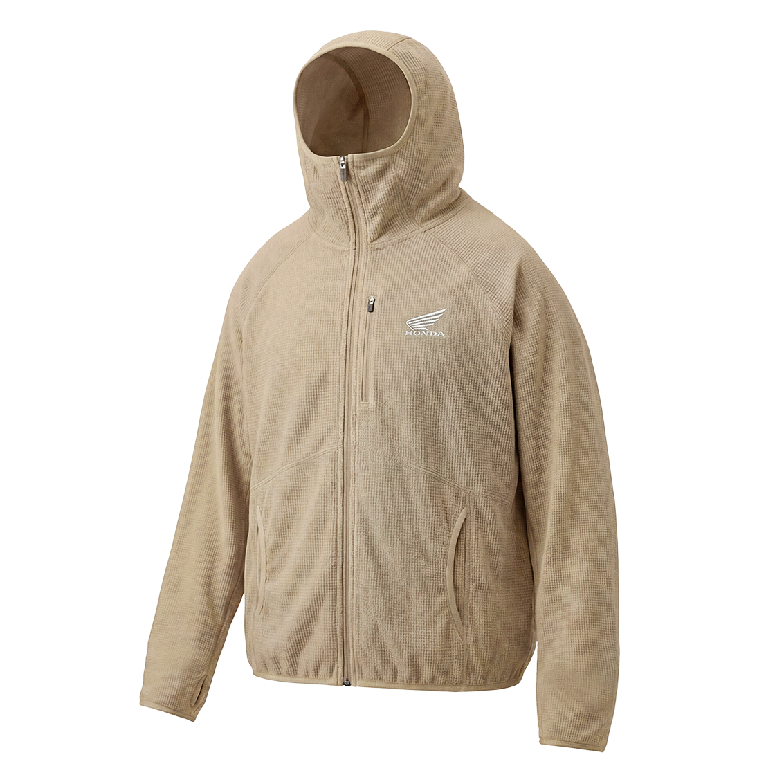 혼다 H-Tech 그리드 플리스 후디 집업 베이지(Honda H-Tech Grid Fleece Hoodie Zip-Up Beige) - 1
