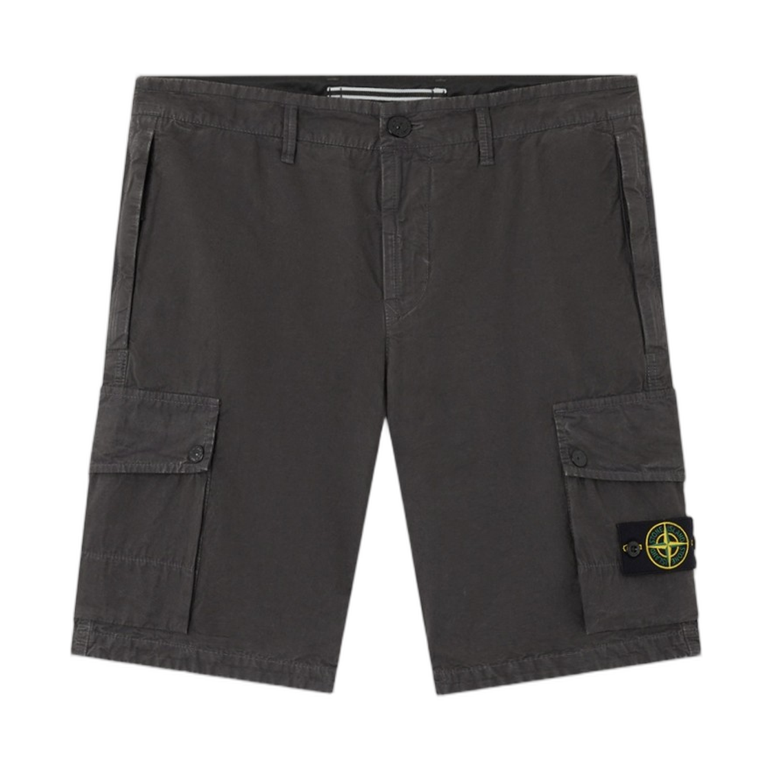 L1S15L1000-19S00WA-V0165 Stone Island L100019 Brushed Organic Cotton Canvas Old Effect Slim-Fit Cargo Shorts with Zip Pockets Charcoal Grey - 26SS