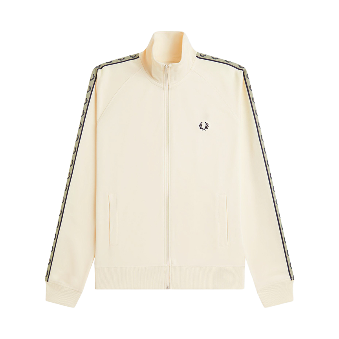 AFPM2615557-34B Fred Perry Contrast Tape Track Jacket Ecru Navy Seagrass