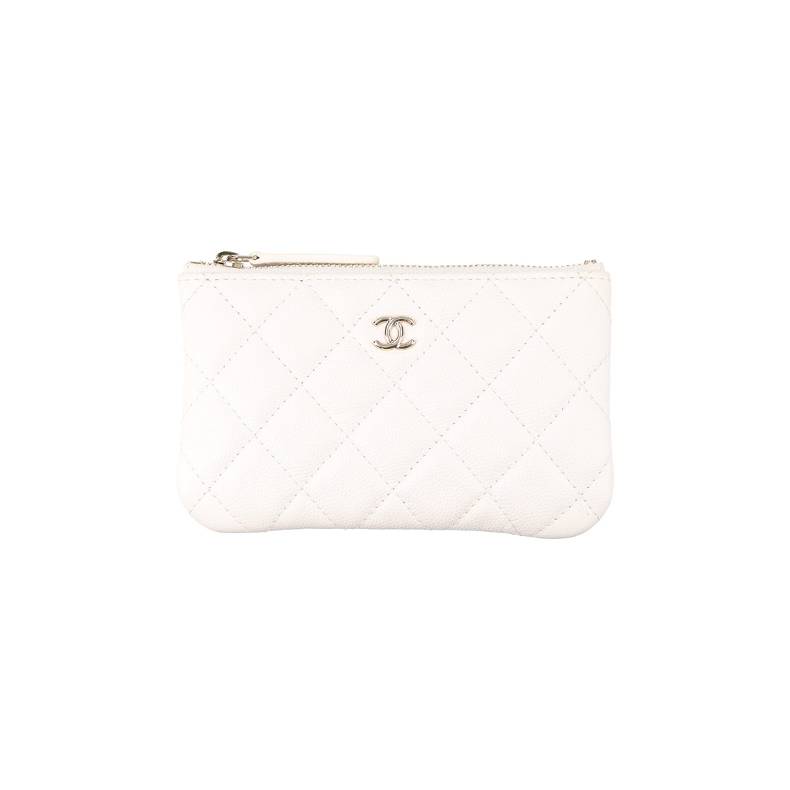 샤넬 A82365 클래식 미니 파우치 그레인드 카프스킨 화이트 & 골드(Chanel A82365 Classic Mini Pouch in Grained Calfskin White & Gold) - 1