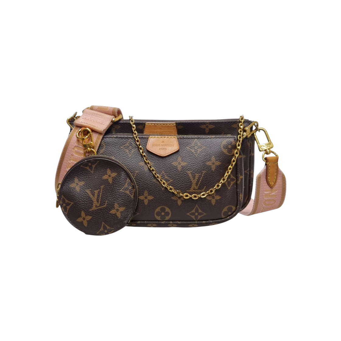 루이비통 M44840 모노그램 멀티포쉐트 핑크 악세수아 크로스백(Louis Vuitton M44840 Monogram Multi-Pochette Accessoires Pink Crossbody Bag) - 1