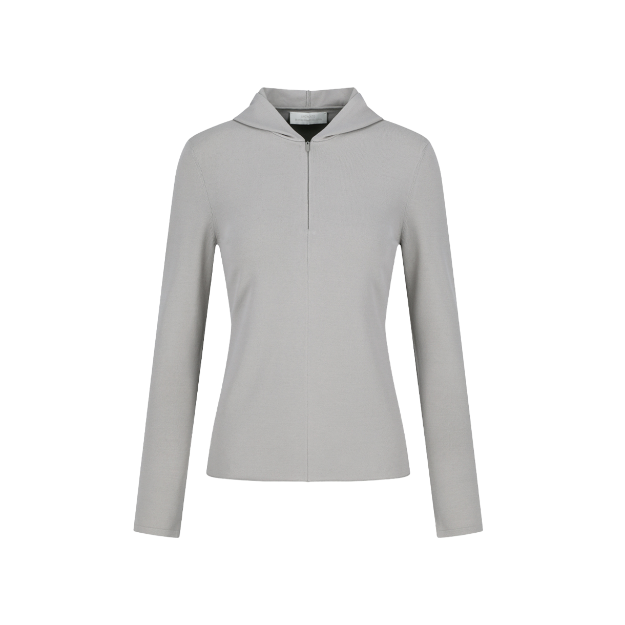 아모멘토 우먼 하프 집업 니트 후디 그레이 베이지 - 26SS