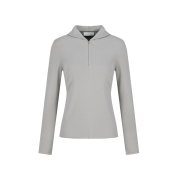 Amomento Women Half Zip-Up Knit Hoodie Grey Beige - 26SS