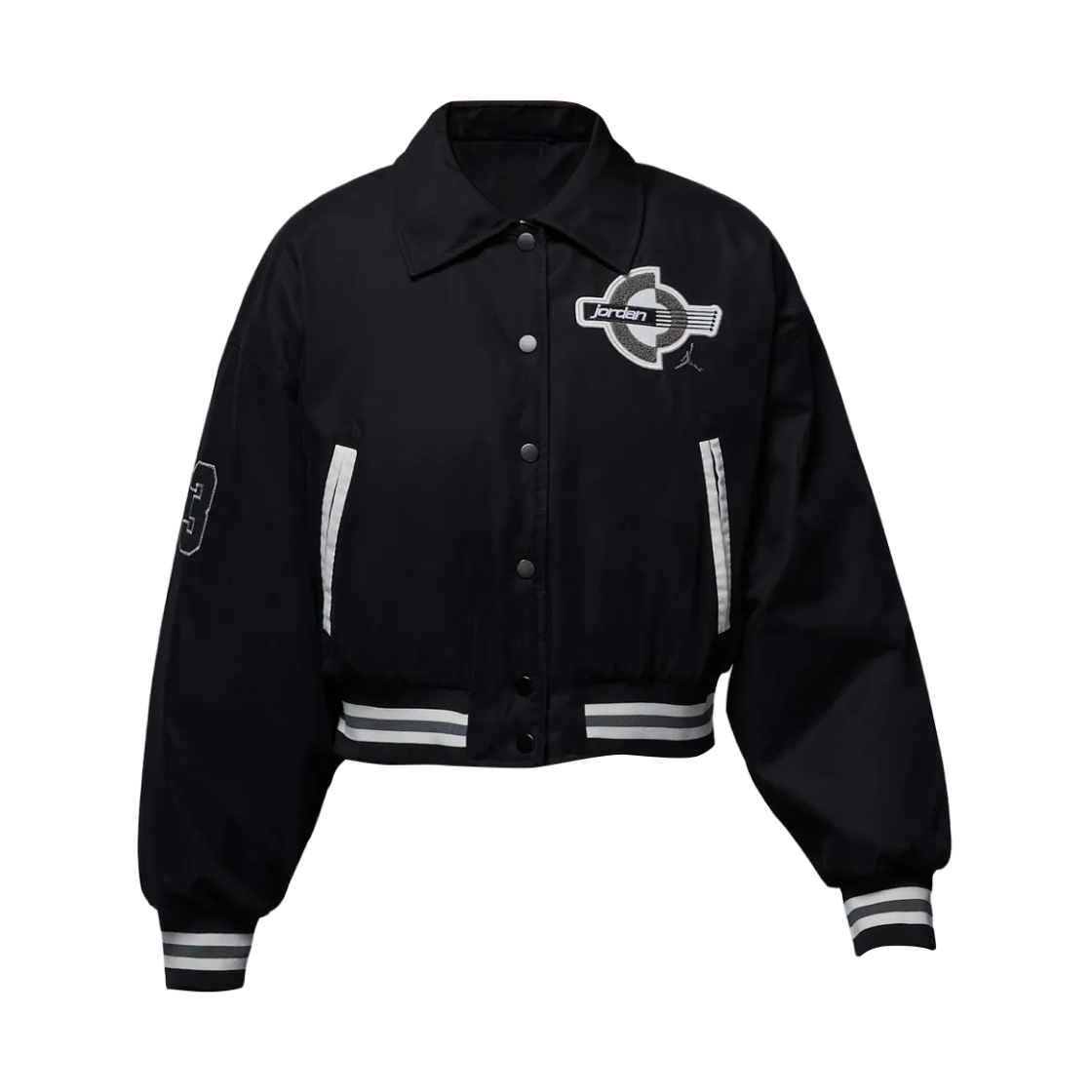 HV0404-010 (W) Jordan Brooklyn Therma-Fit Varsity Jacket Black Iron Grey - Asia