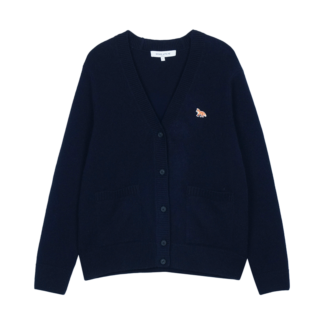 PW00501KT1006-0413 (W) Maison Kitsune Baby Fox Lambswool Boxy Cardigan Classic Navy