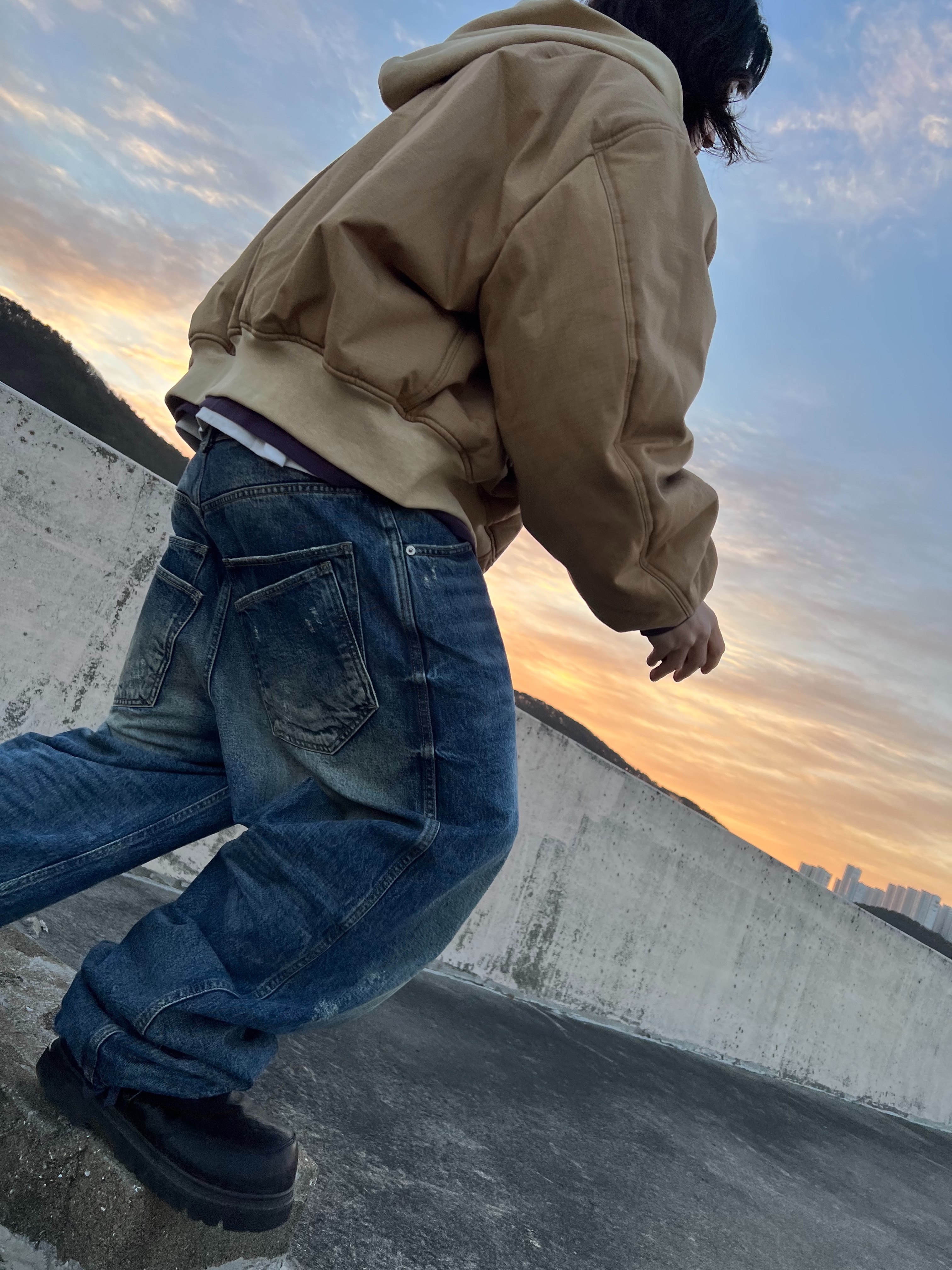 Nonnod Double pocket Japanese Denim Mid Blue, Nonnod Double Pocket Japanese Denim Mid Blue 착용 스타일 - 1