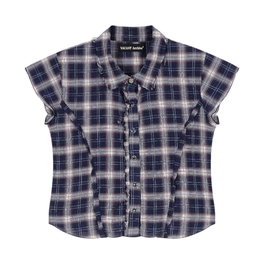 VWK61VSH003NV Vacant Archive Terah Check Short-Sleeve Shirt Navy