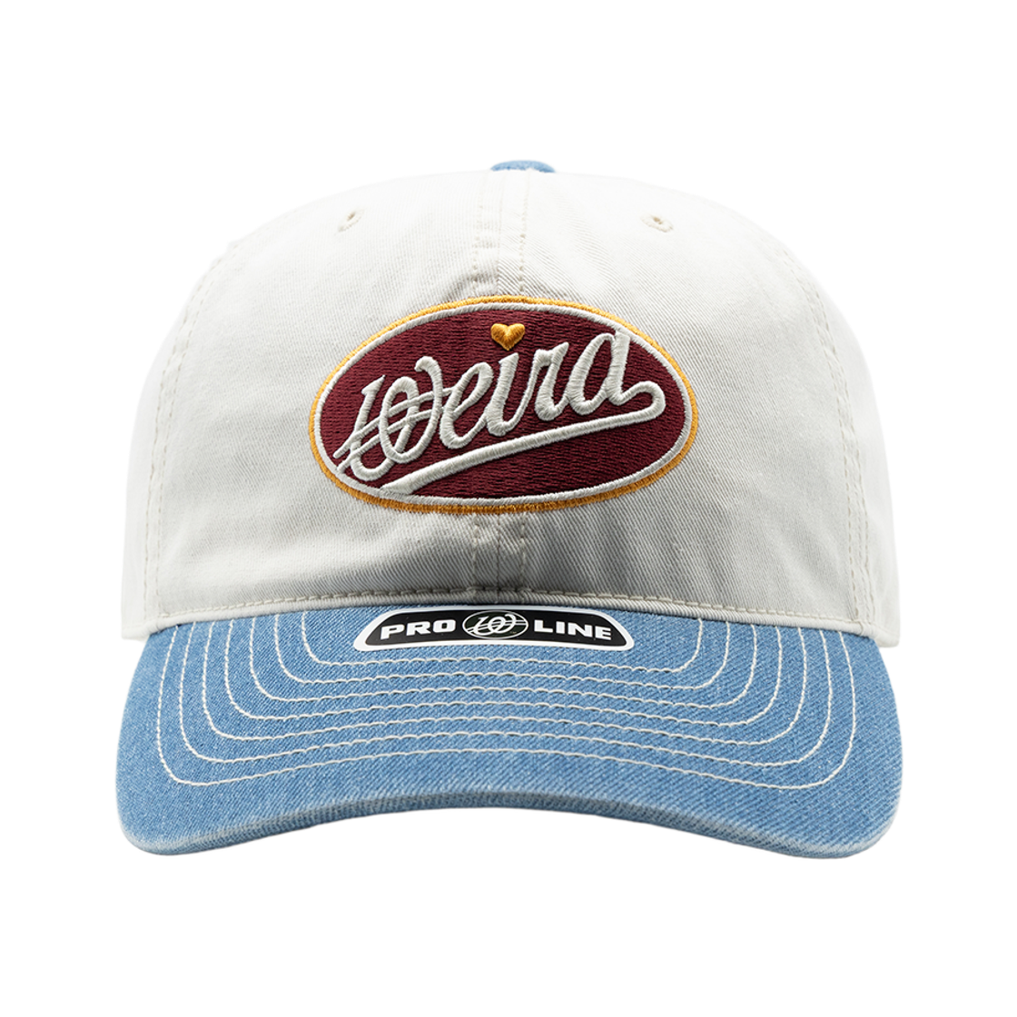 위얼드월드 레드 써클로고 와펜 데님 배색 볼캡(Weird World Red Logo Patch Denim Color Block Baseball Cap) - 2