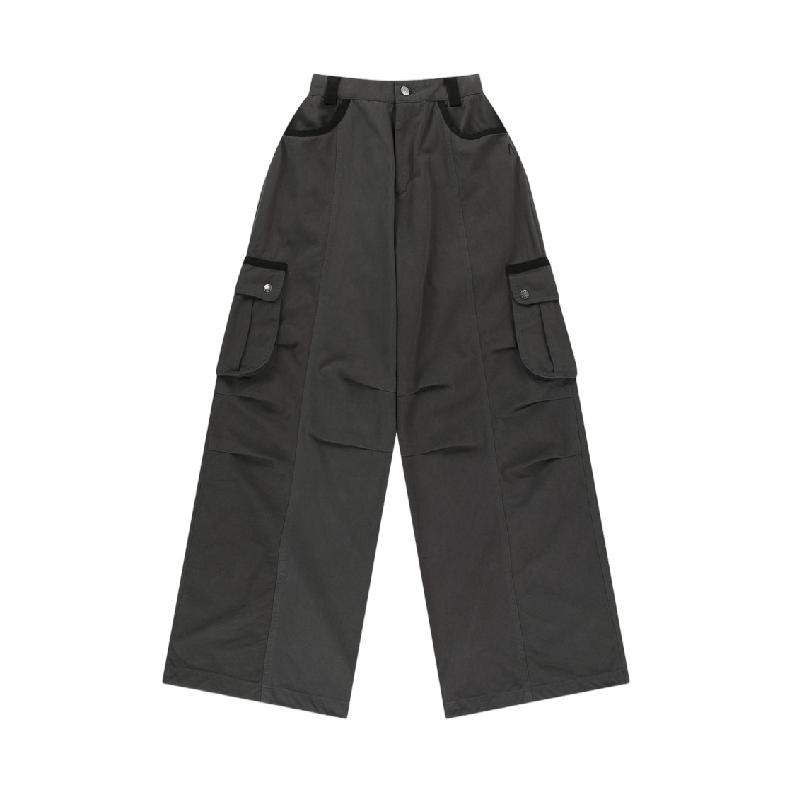 아캄 니 핀턱 컨트래스트 카고 팬츠 다크 그레이(Aakam Knee Pin-Tuck Contrast Cargo Pants Dark Gray)