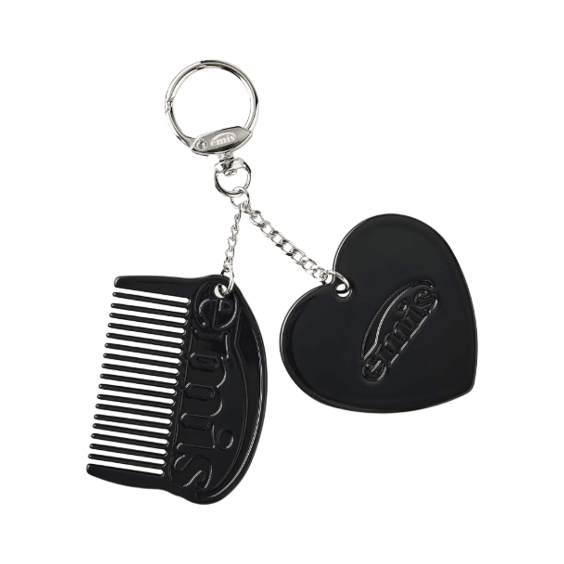 (W) 이미스 콤 & 핸드 미러 키링 블랙((W) Emis Comb & Hand Mirror Keyring Black) - 1