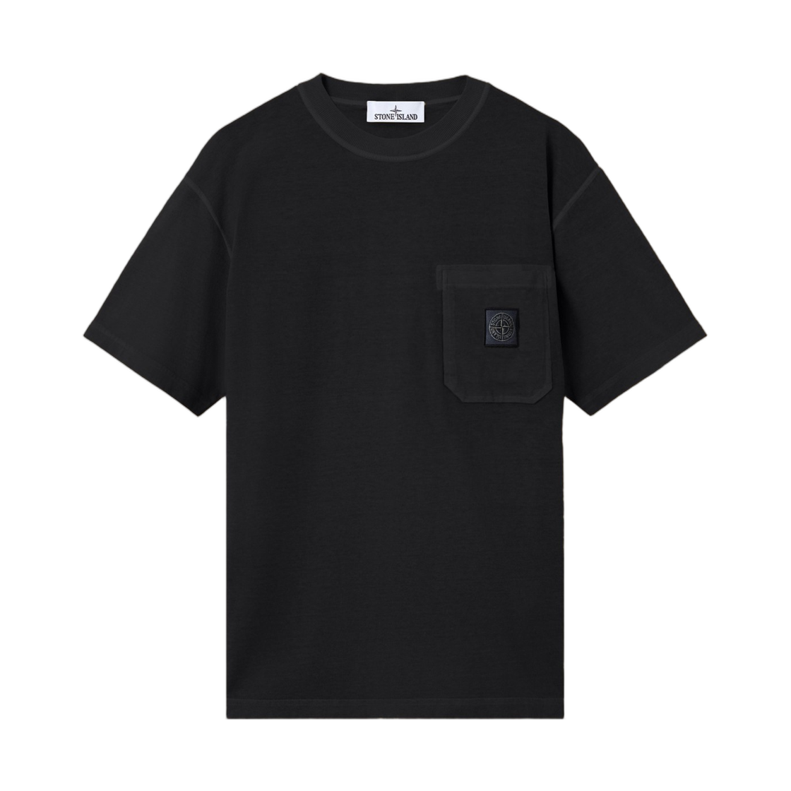 L1S1521000-32S0057-V0029 Stone Island 2100032 Organic Cotton Jersey Fissato Effect Slim-Fit T-Shirt with Compass Patch Black - 26SS