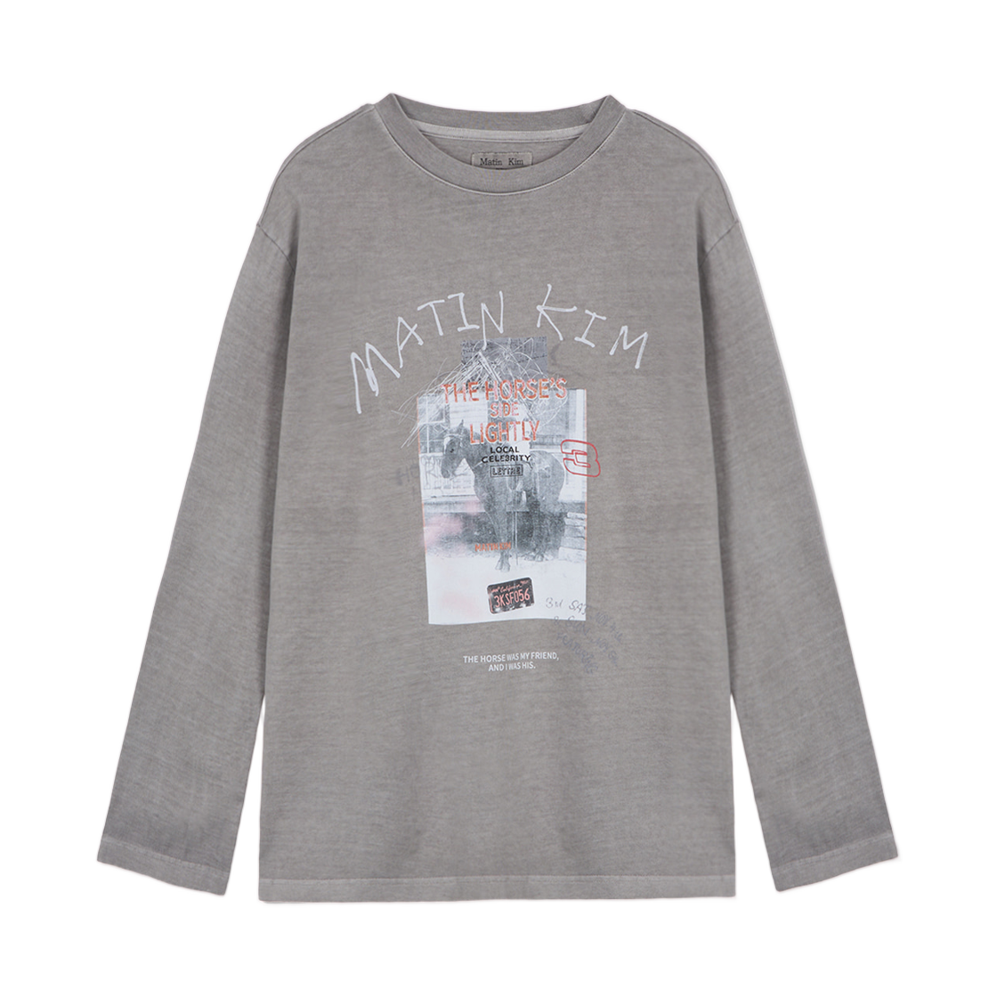 마뗑킴 마틴 LNY 26 피그먼트 롱슬리브 탑 라이트 그레이(Matin Kim Matin LNY 26 Pigment Long Sleeve Top In Light Grey) - 1