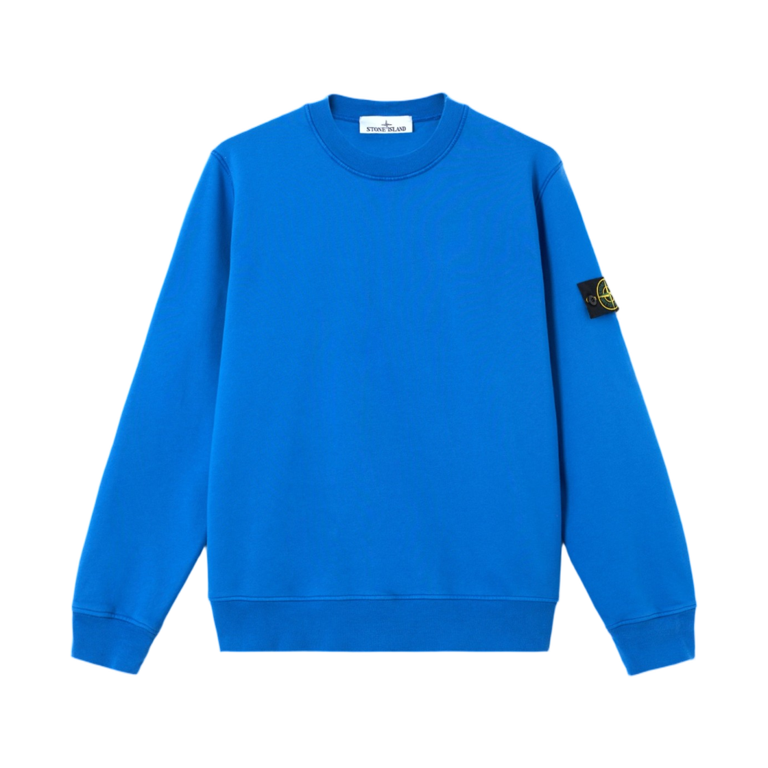 L1S1561000-60S0051-V0022 Stone Island 6100060 Organic Cotton Fleece Regular-Fit Crewneck Sweatshirt with Raglan Sleeves Bright Blue - 26SS