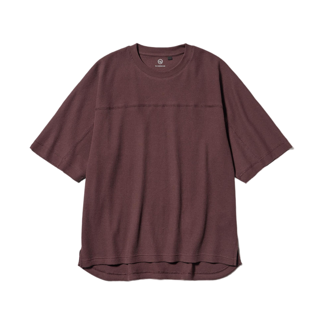 360221-19 GU x Undercover Dry Waffle Oversized T-Shirt Half Sleeves Wine