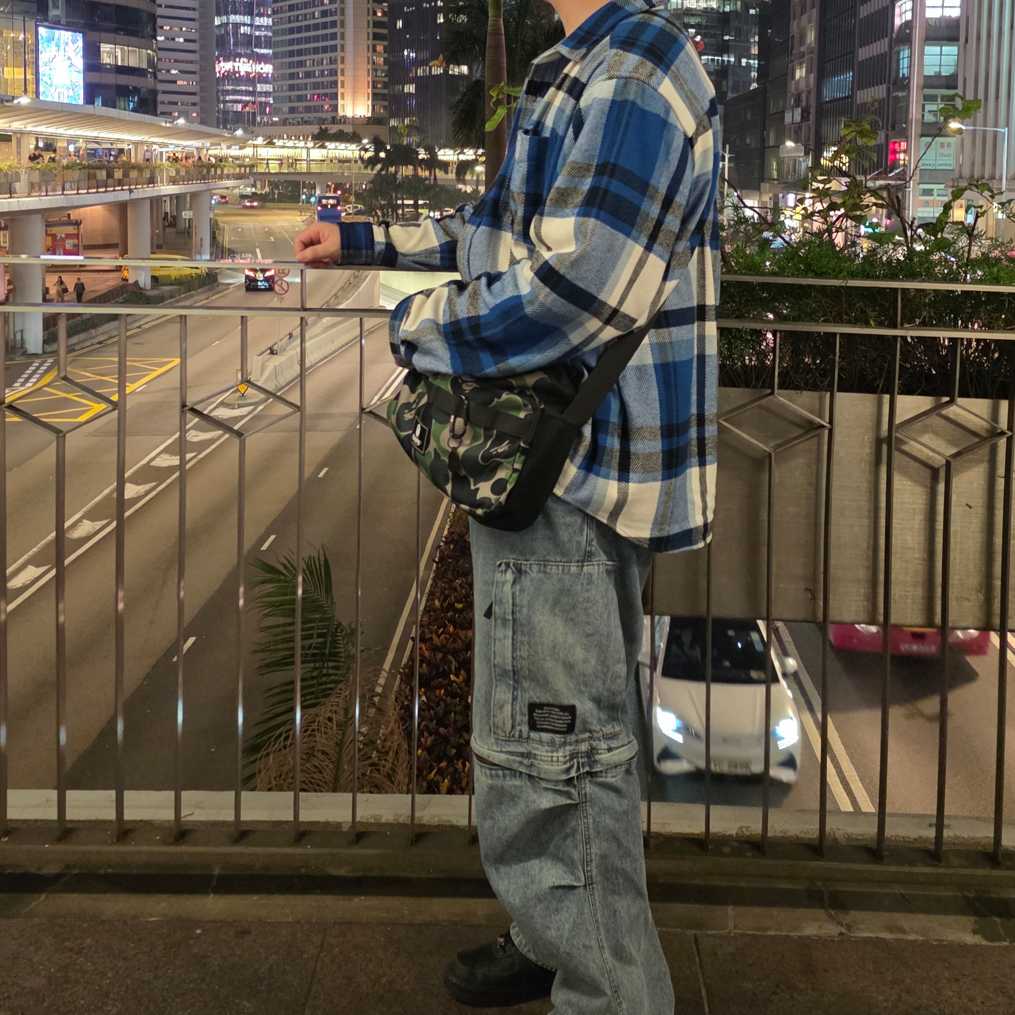 BAPE Check Relaxed Fit Shirt Orange, BAPE Check Relaxed Fit Shirt Blue 착용 스타일 - 6