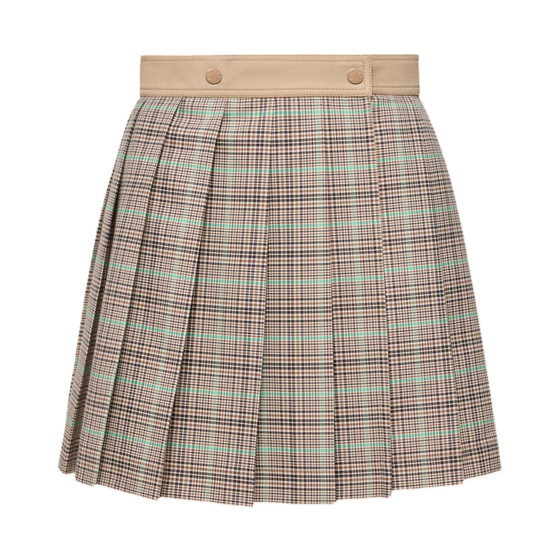 (W) 몽클레르 체크 플리츠 미니 스커트 라이트 브라운 - 26SS((W) Moncler Checked Pleated Mini Skirt Light Brown - 26SS)